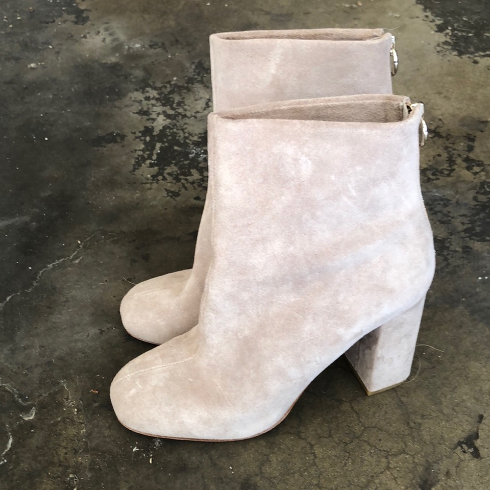 Joie Women's Suede Block Heel Ankle Boots - Cream size 38